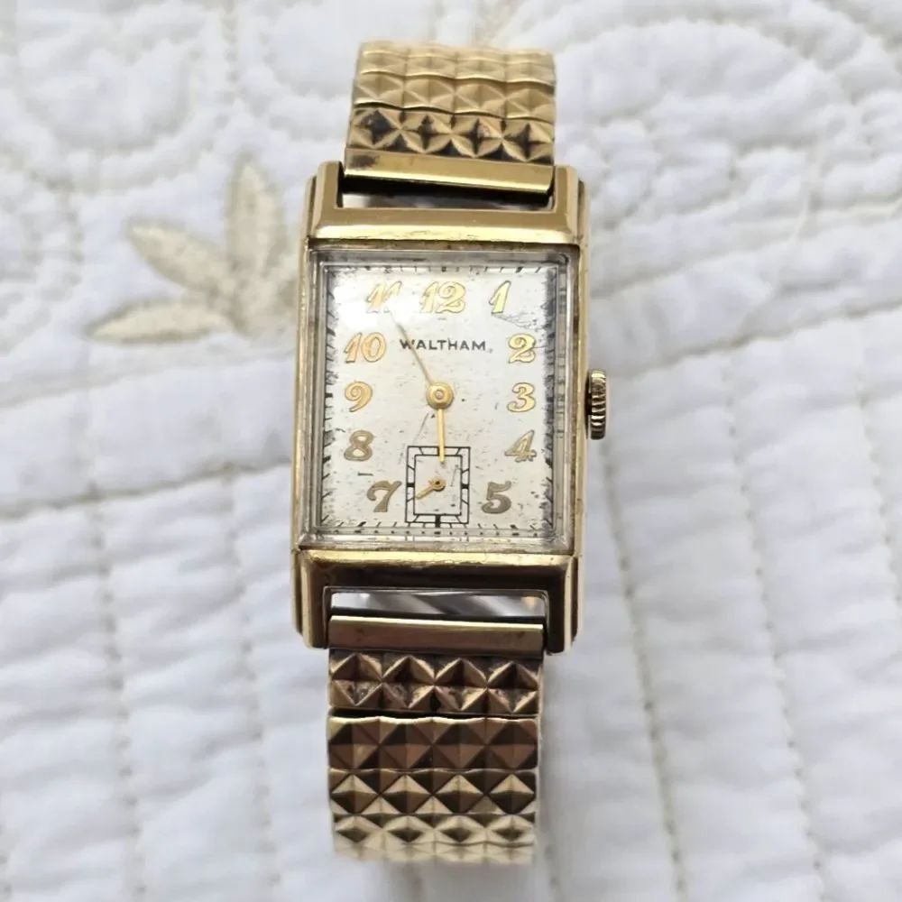 Vintage Waltham Art Deco Tank Watch 10K Gold Filled 17J Small Seconds Classic